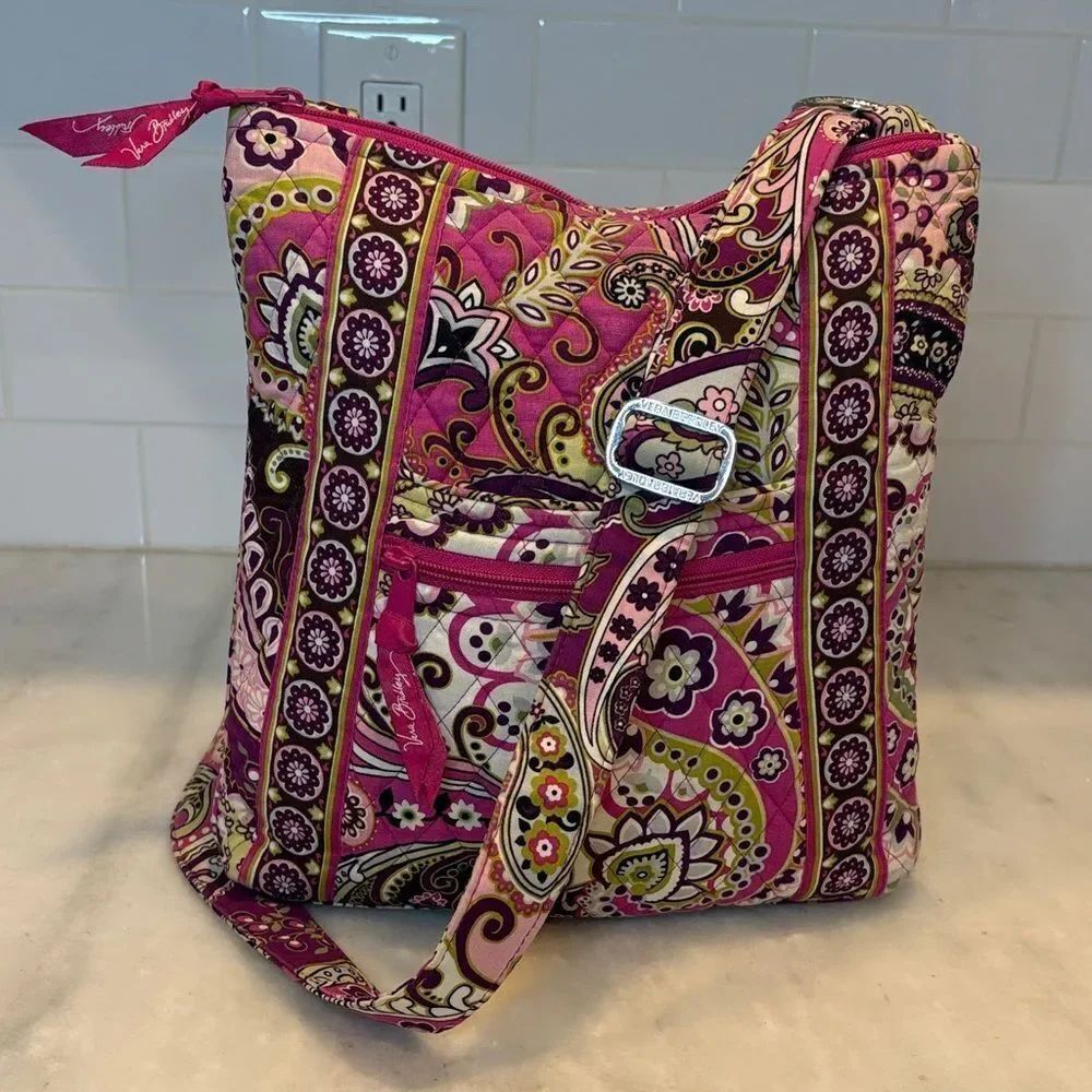 Vera Bradley Purse Hipster Crossbody Bag "Very Berry Paisley" Quilted Handbag